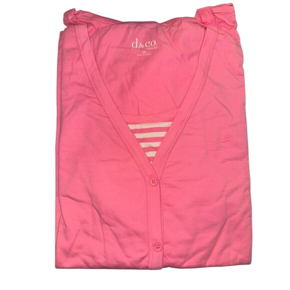 Denim&Co Tops - Denim & Co Womens 3X Button Front Knit Cardigan Light Rose Striped Duet‎ NWT